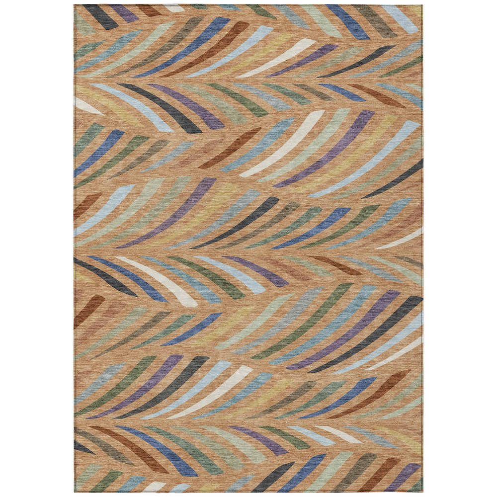 Machine Washable Indoor/Outdoor Chantille ACN2475 Orange 5' x 7'6" Rug. Picture 1