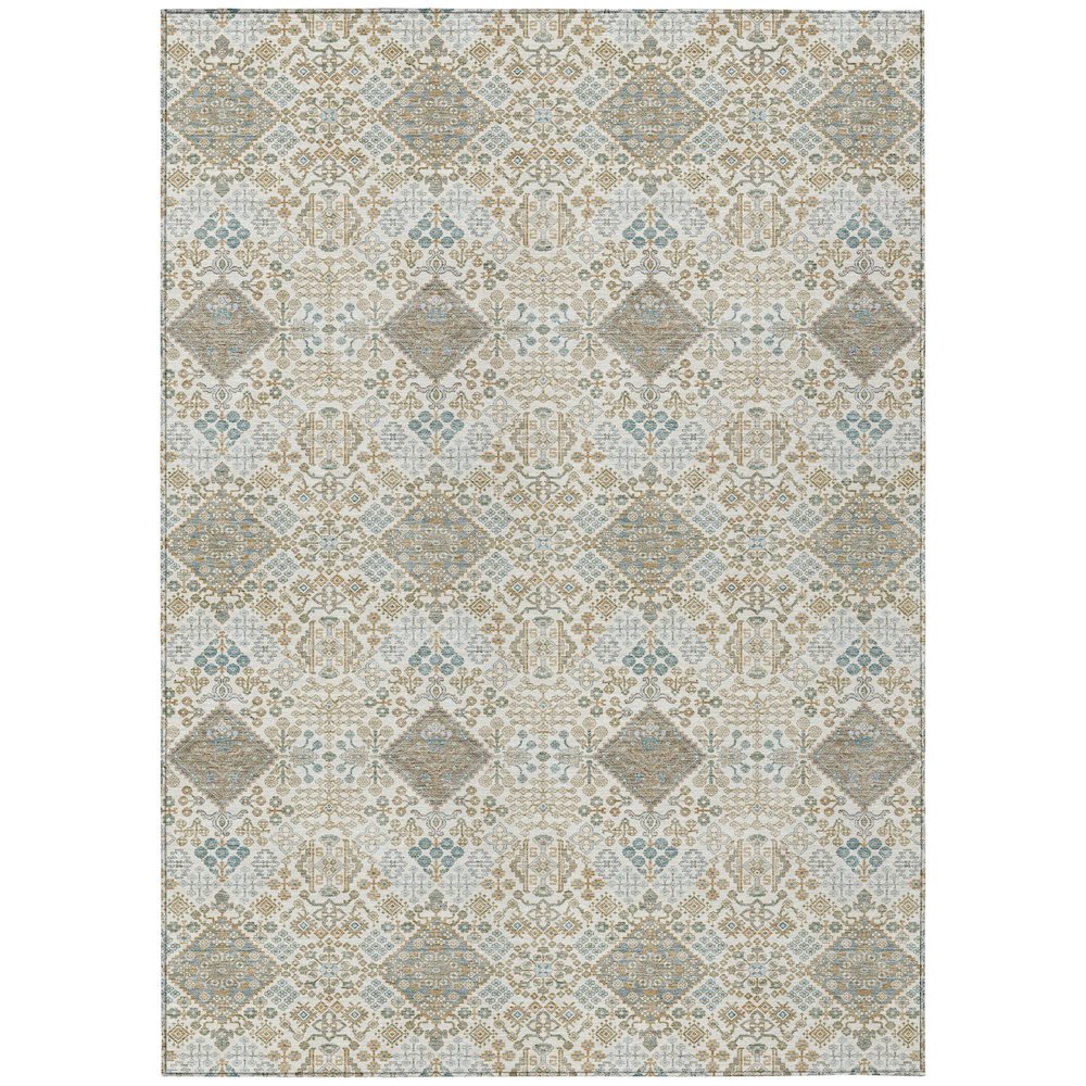 Machine Washable Indoor/Outdoor Chantille ACN2477 Ivory 5' x 7'6" Rug. Picture 1
