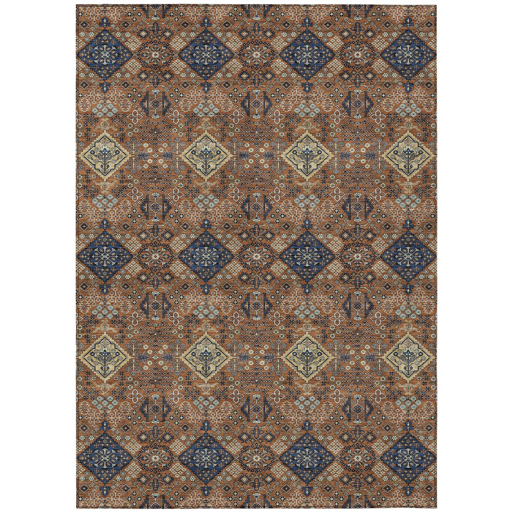 Machine Washable Indoor/Outdoor Chantille ACN2477 Orange 5' x 7'6" Rug. Picture 1