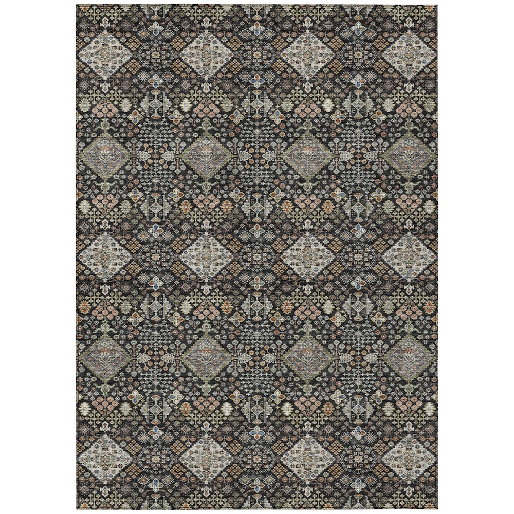 Machine Washable Indoor/Outdoor Chantille ACN2478 Black 5' x 7'6" Rug. Picture 1