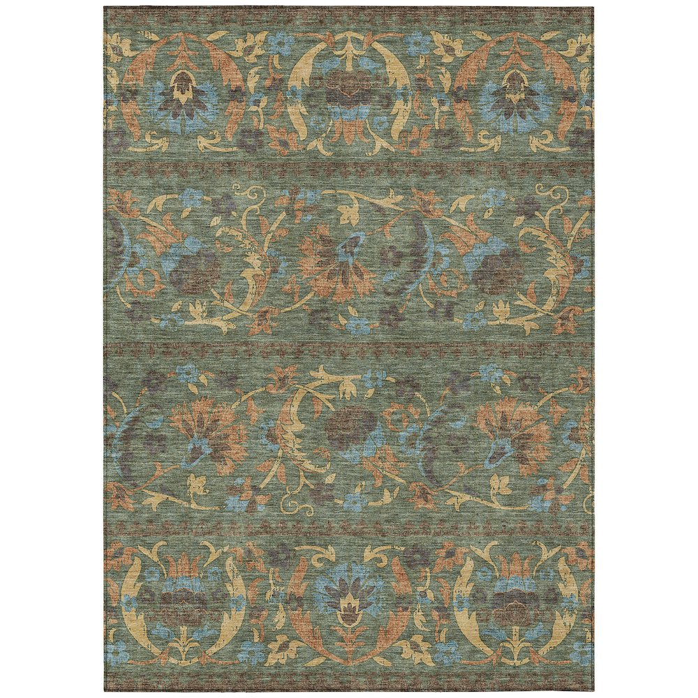 Machine Washable Indoor/Outdoor Chantille ACN2480 Green 5' x 7'6" Rug. Picture 1