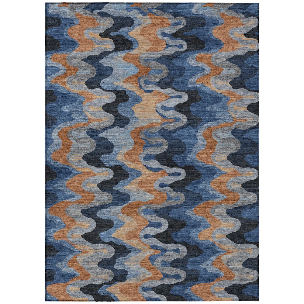 Machine Washable Indoor/Outdoor Chantille ACN2481 Blue 5' x 7'6" Rug. Picture 1