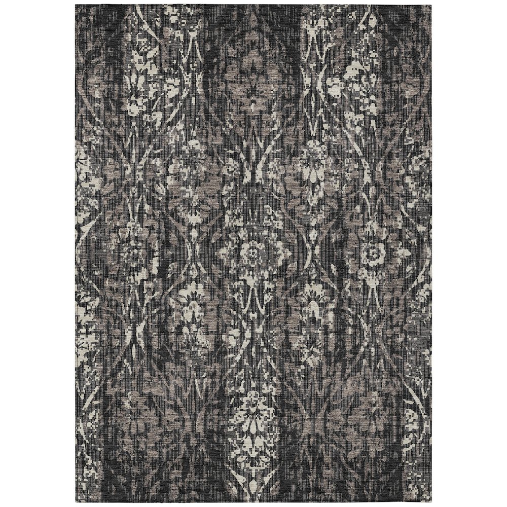 Machine Washable Indoor/Outdoor Chantille ACN2482 Black 5' x 7'6" Rug. Picture 1
