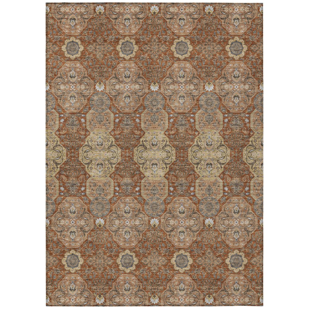 Machine Washable Indoor/Outdoor Chantille ACN2483 Orange 5' x 7'6" Rug. Picture 1
