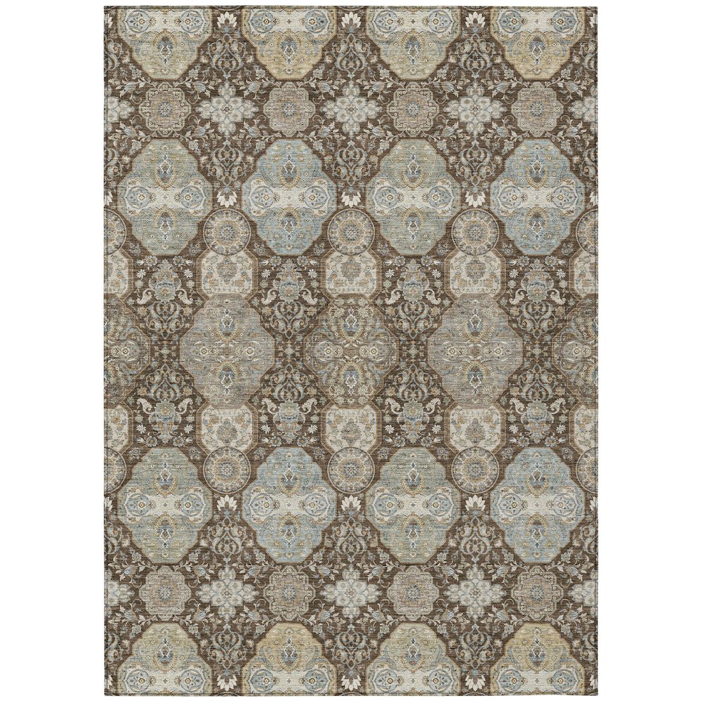 Machine Washable Indoor/Outdoor Chantille ACN2484 Brown 5' x 7'6" Rug. Picture 1