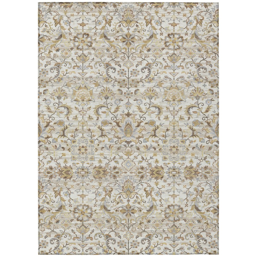 Machine Washable Indoor/Outdoor Chantille ACN2485 Ivory 5' x 7'6" Rug. Picture 1