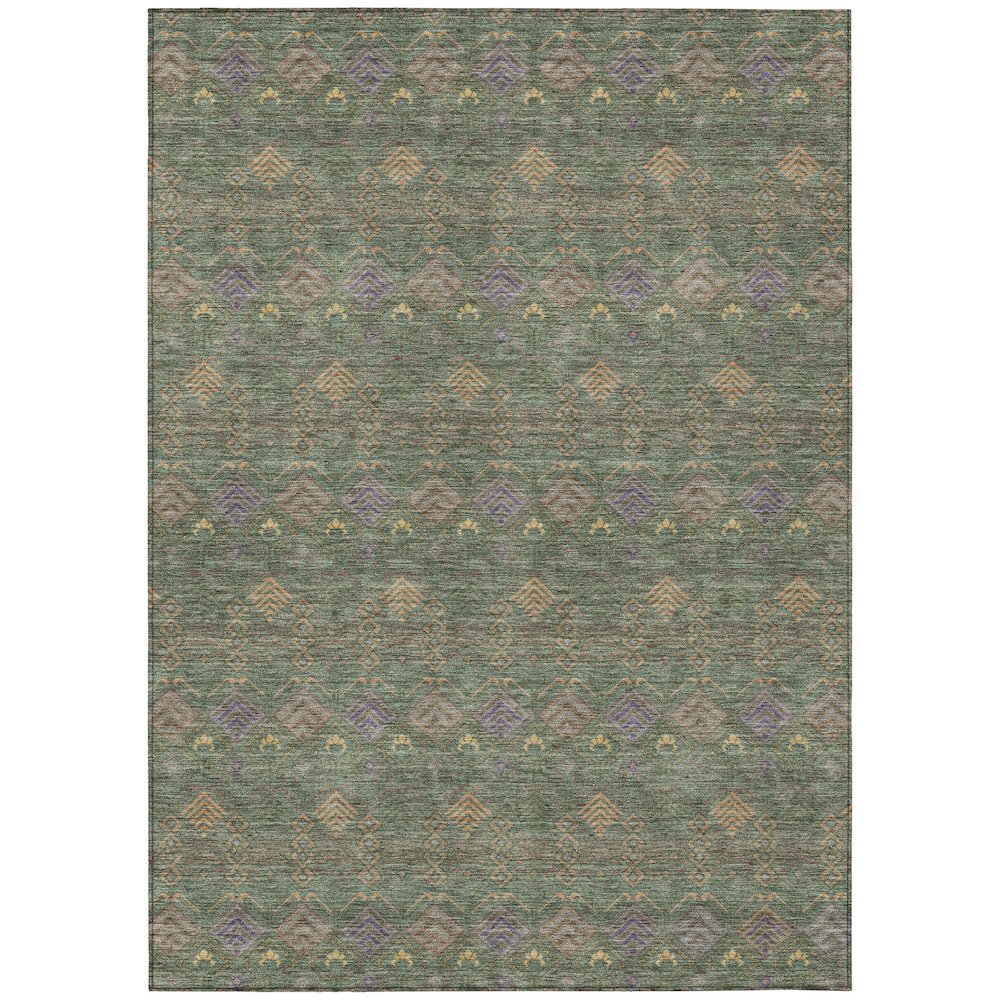 Machine Washable Indoor/Outdoor Chantille ACN2487 Green 5' x 7'6" Rug. Picture 1
