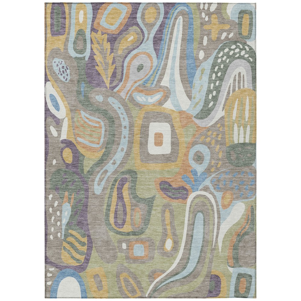 Machine Washable Indoor/Outdoor Chantille ACN2488 Green 5' x 7'6" Rug. Picture 1