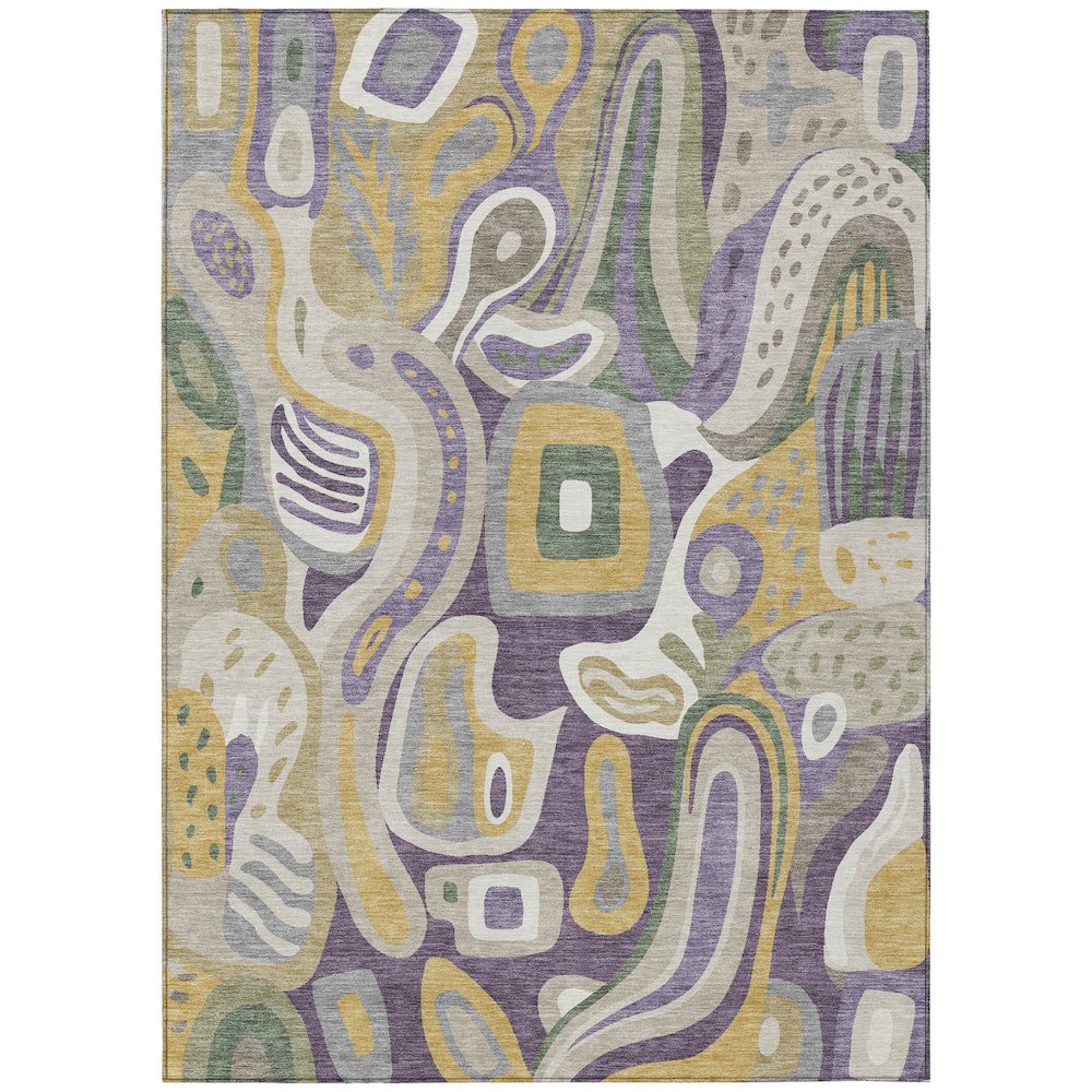 Machine Washable Indoor/Outdoor Chantille ACN2488 Purple 5' x 7'6" Rug. Picture 1