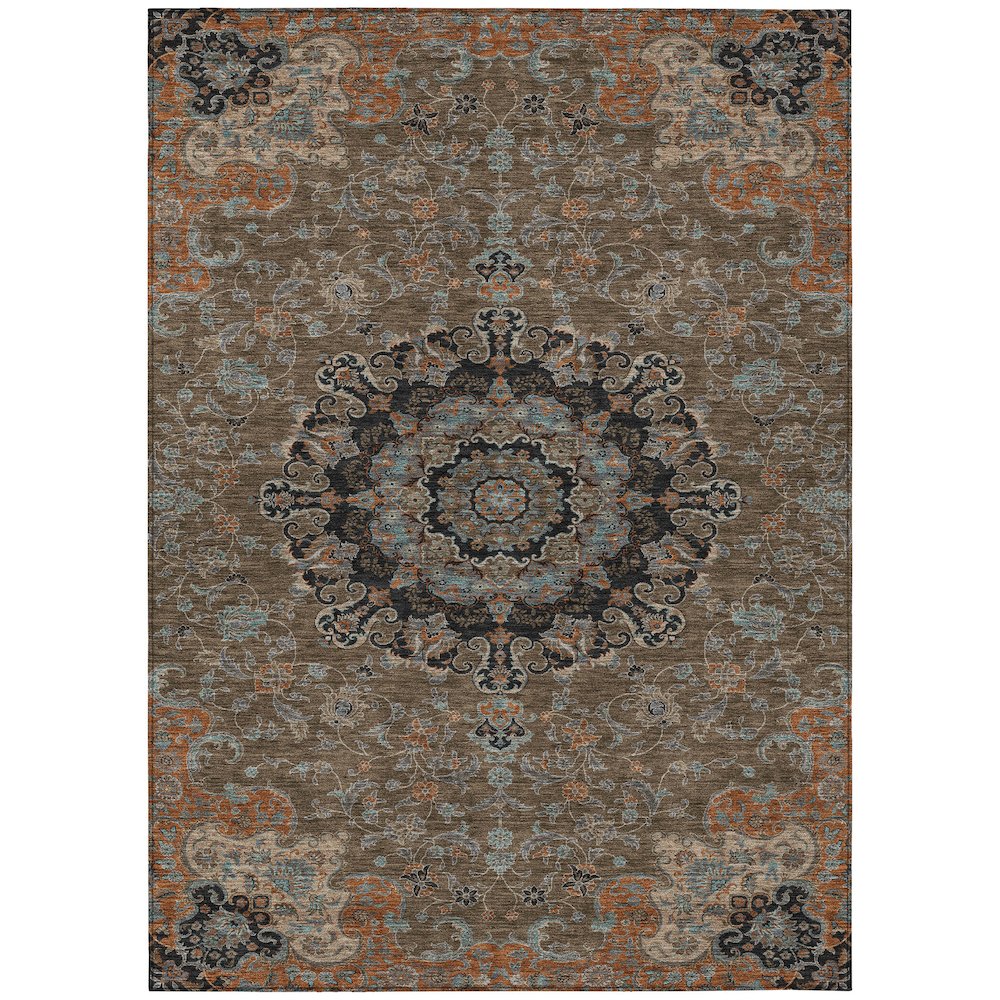 Machine Washable Indoor/Outdoor Chantille ACN2489 Brown 5' x 7'6" Rug. Picture 1