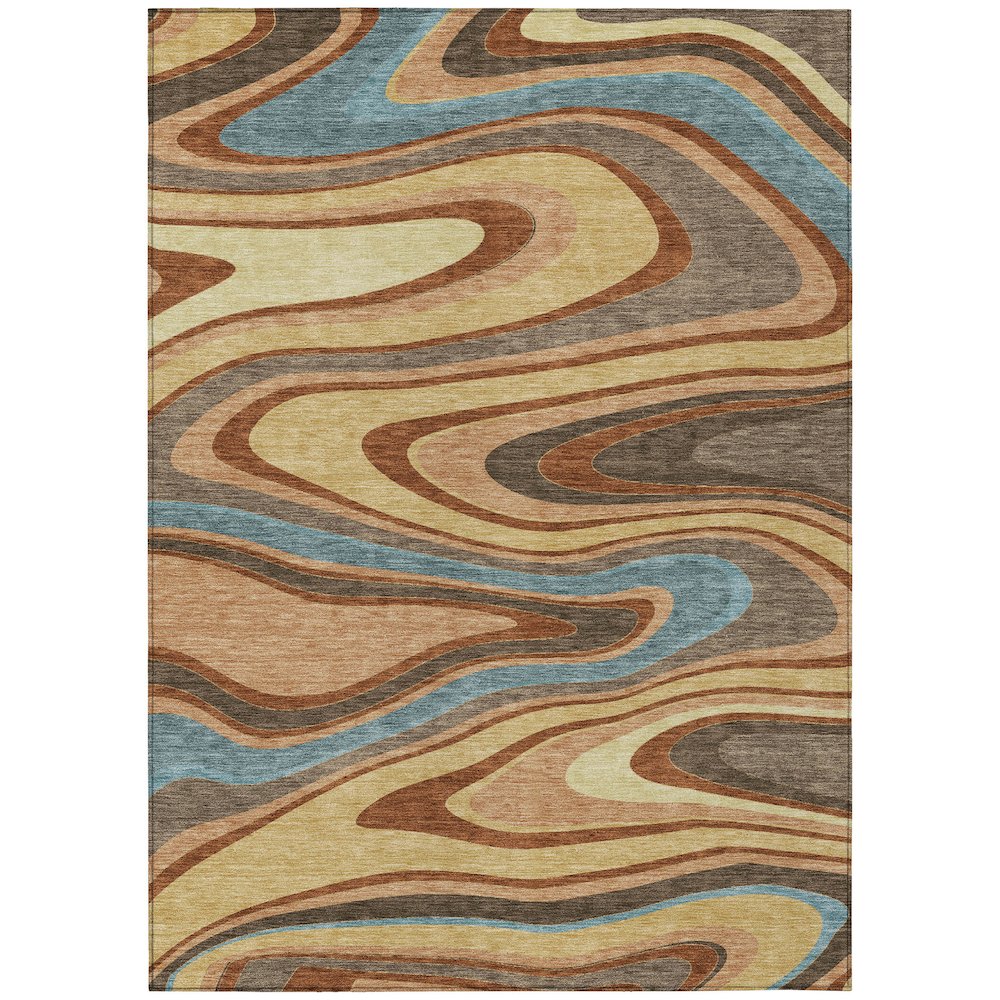Machine Washable Indoor/Outdoor Chantille ACN2494 Gold 5' x 7'6" Rug. Picture 1