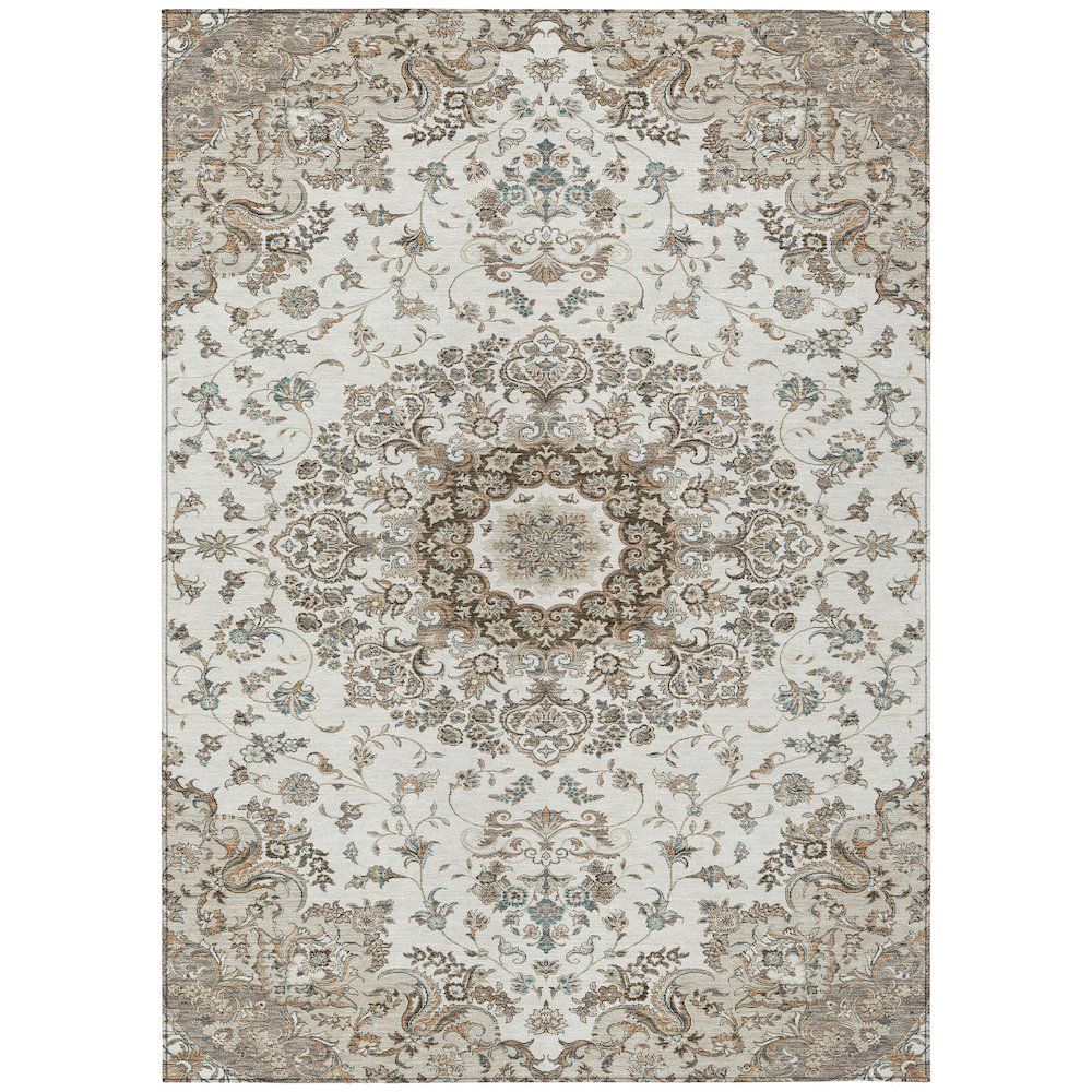 Machine Washable Indoor/Outdoor Chantille ACN2495 Ivory 5' x 7'6" Rug. Picture 1