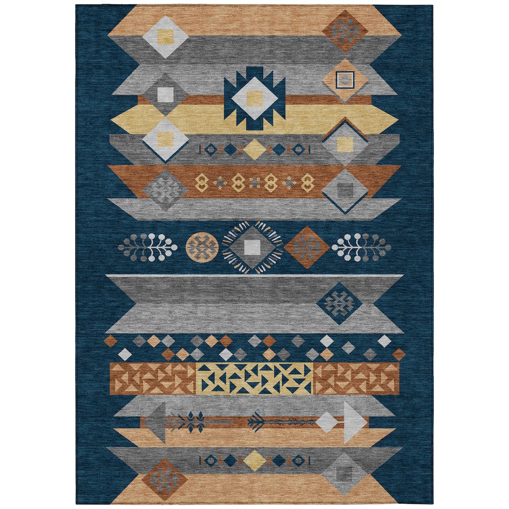 Machine Washable Indoor/Outdoor Chantille ACN2499 Blue 5' x 7'6" Rug. Picture 1
