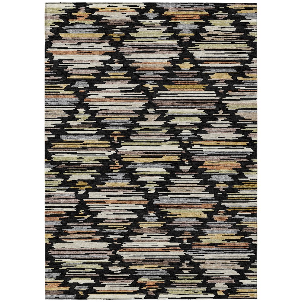 Machine Washable Indoor/Outdoor Chantille ACN2502 Black 5' x 7'6" Rug. Picture 1