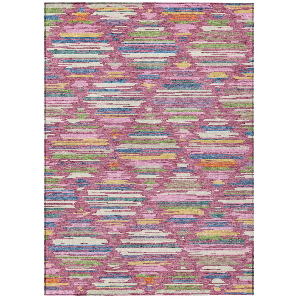 Machine Washable Indoor/Outdoor Chantille ACN2502 Pink 5' x 7'6" Rug. Picture 1