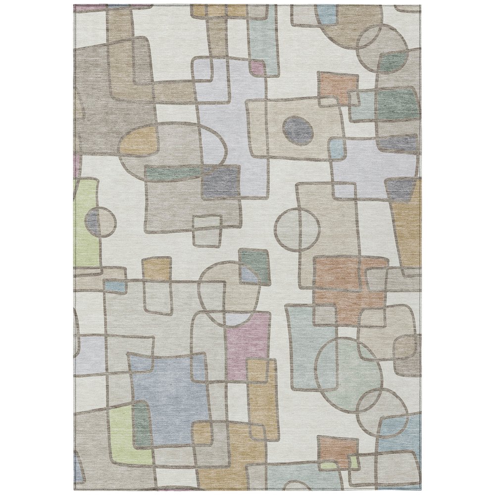 Machine Washable Indoor/Outdoor Chantille ACN2503 Ivory 5' x 7'6" Rug. Picture 1
