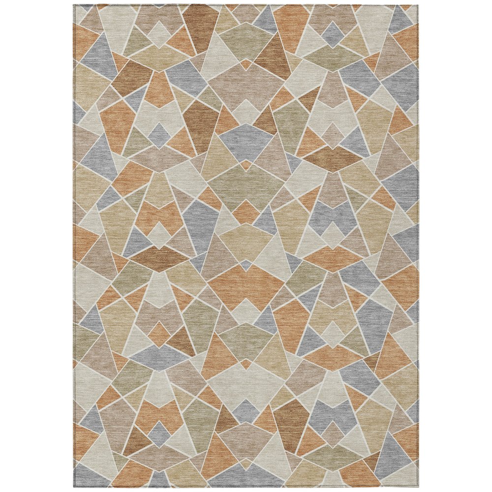 Machine Washable Indoor/Outdoor Chantille ACN2504 Orange 5' x 7'6" Rug. Picture 1