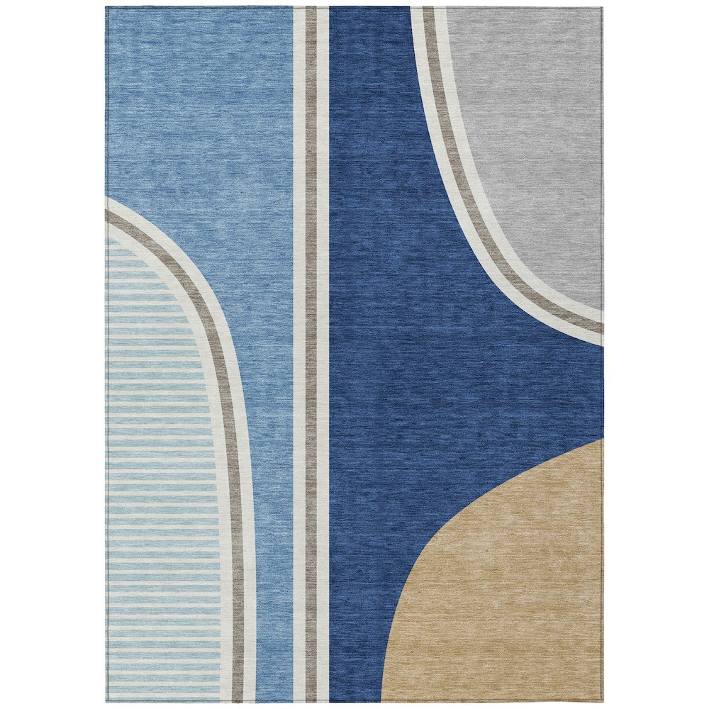 Machine Washable Indoor/Outdoor Chantille ACN2505 Blue 5' x 7'6" Rug. Picture 1