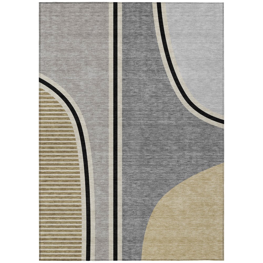 Machine Washable Indoor/Outdoor Chantille ACN2505 Gray 5' x 7'6" Rug. Picture 1