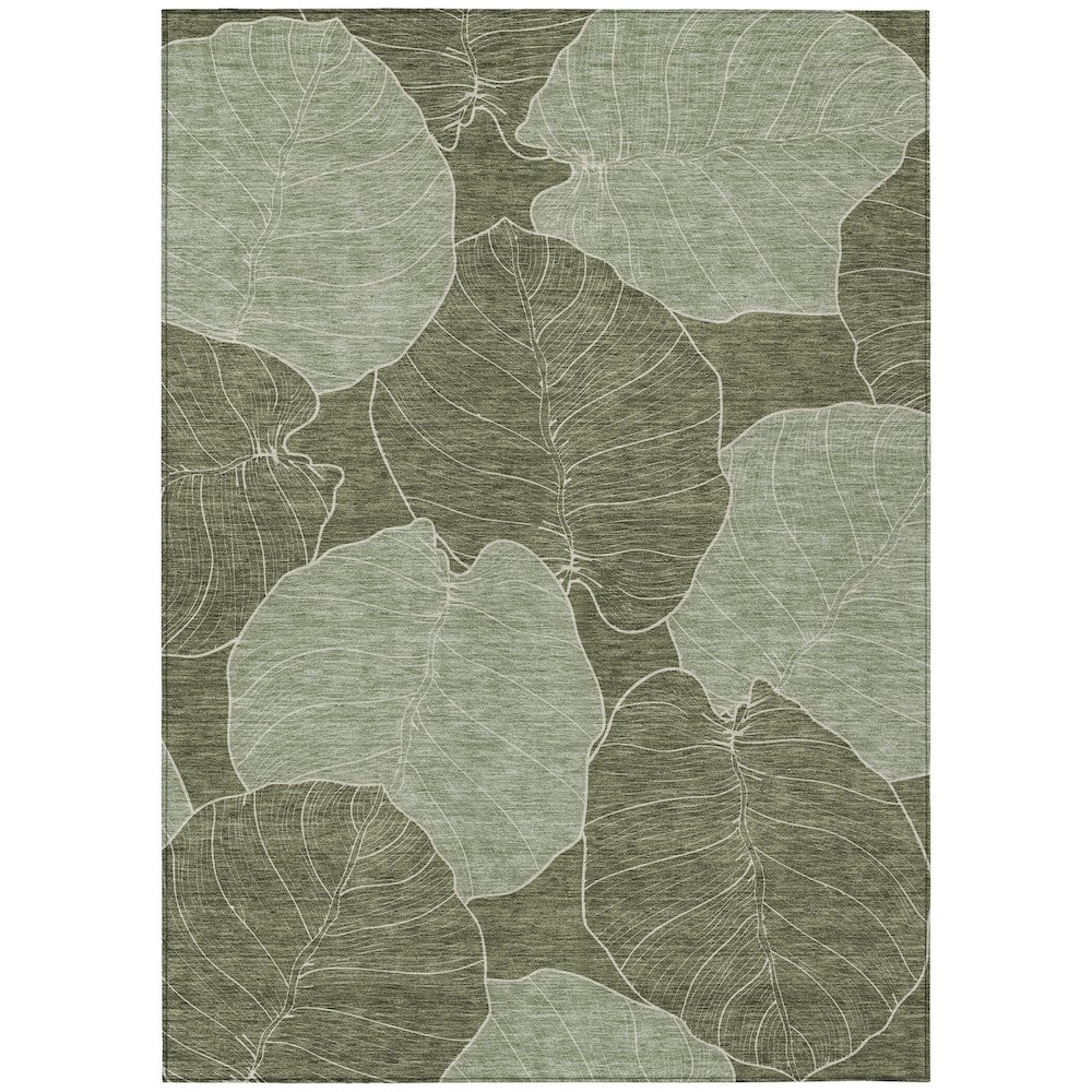 Machine Washable Indoor/Outdoor Chantille ACN2506 Green 5' x 7'6" Rug. Picture 1