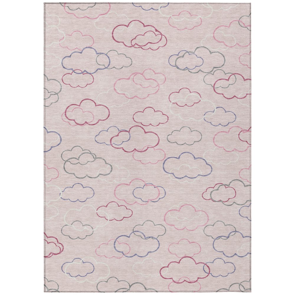 Machine Washable Indoor/Outdoor Chantille ACN2508 Pink 5' x 7'6" Rug. Picture 1