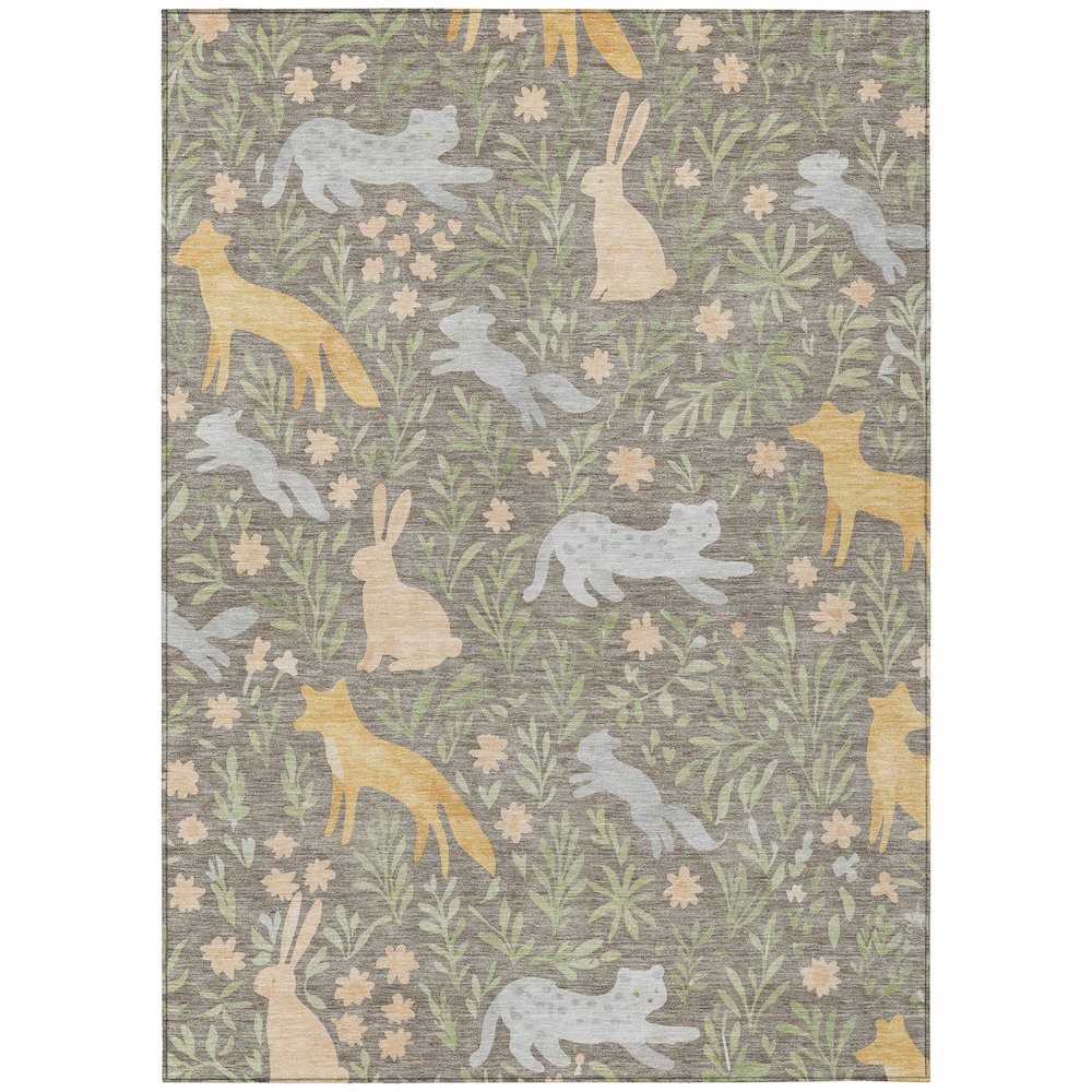 Machine Washable Indoor/Outdoor Chantille ACN2509 Brown 5' x 7'6" Rug. Picture 1
