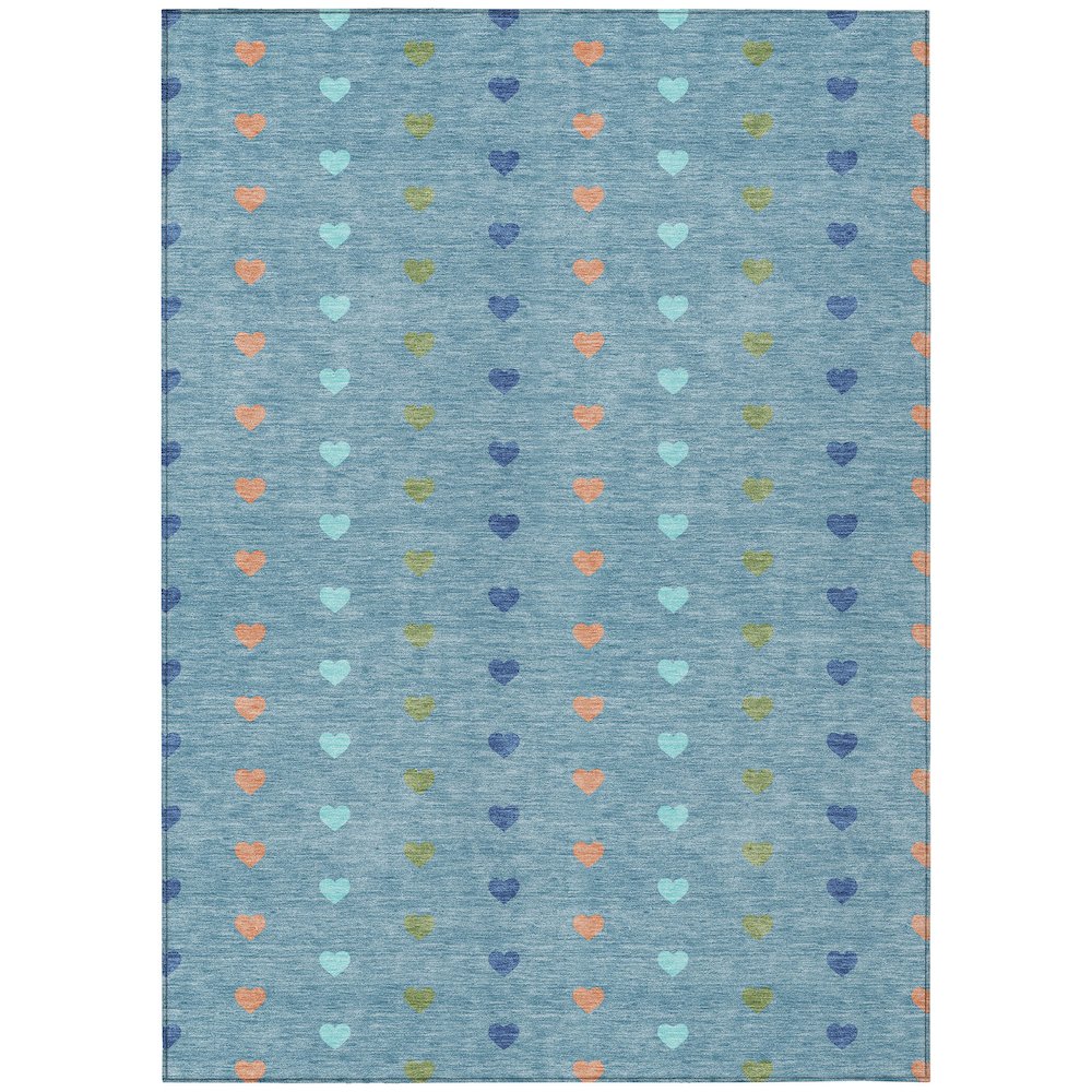 Machine Washable Indoor/Outdoor Chantille ACN2510 Teal 5' x 7'6" Rug. Picture 1