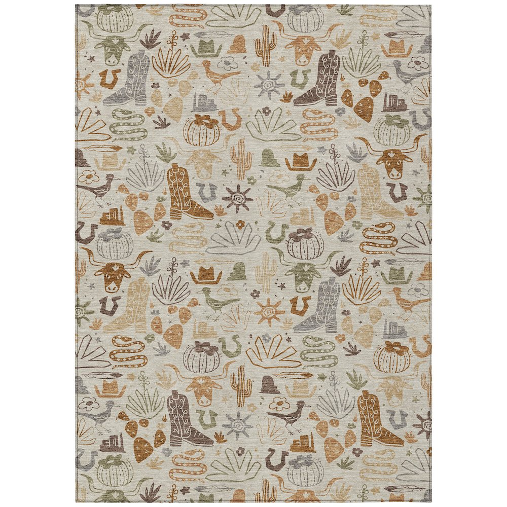 Machine Washable Indoor/Outdoor Chantille ACN2512 Brown 5' x 7'6" Rug. Picture 1