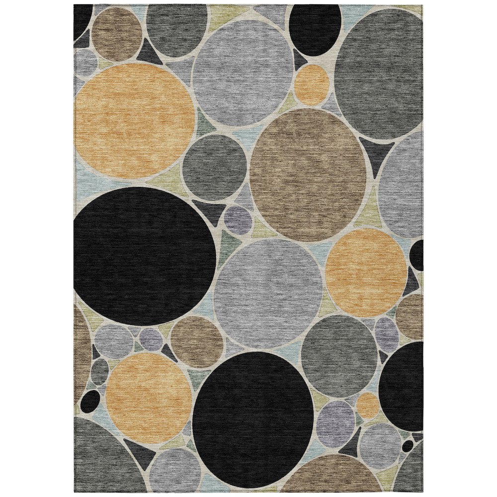 Machine Washable Indoor/Outdoor Chantille ACN2516 Black 5' x 7'6" Rug. Picture 1