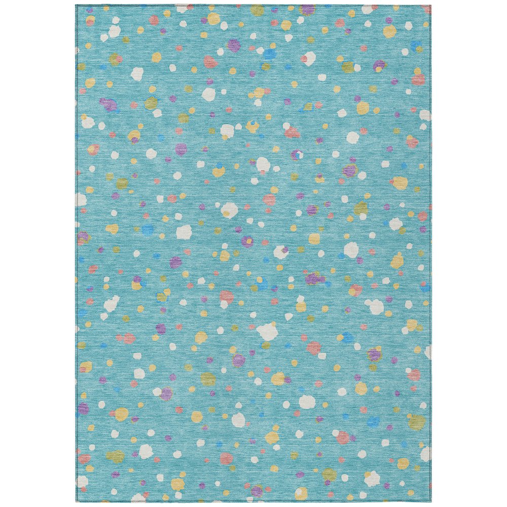 Machine Washable Indoor/Outdoor Chantille ACN2518 Teal 5' x 7'6" Rug. Picture 1