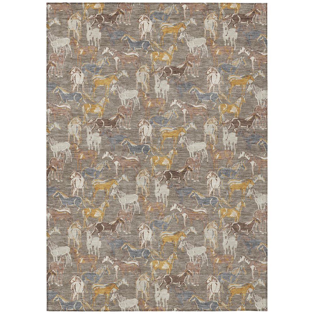 Machine Washable Indoor/Outdoor Chantille ACN2520 Brown 5' x 7'6" Rug. Picture 1