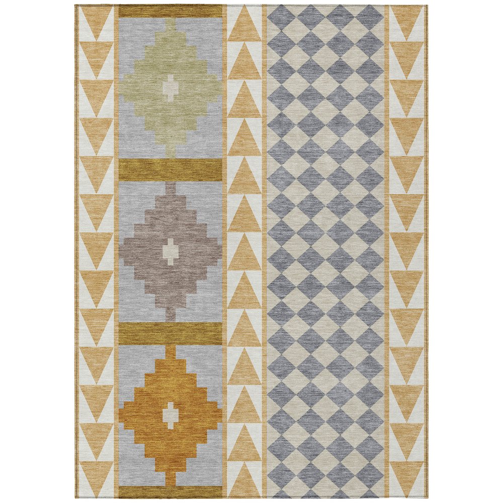 Machine Washable Indoor/Outdoor Chantille ACN2522 Gold 5' x 7'6" Rug. Picture 1