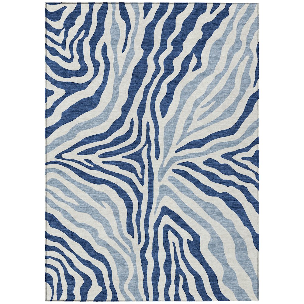 Machine Washable Indoor/Outdoor Chantille ACN2523 Blue 5' x 7'6" Rug. Picture 1
