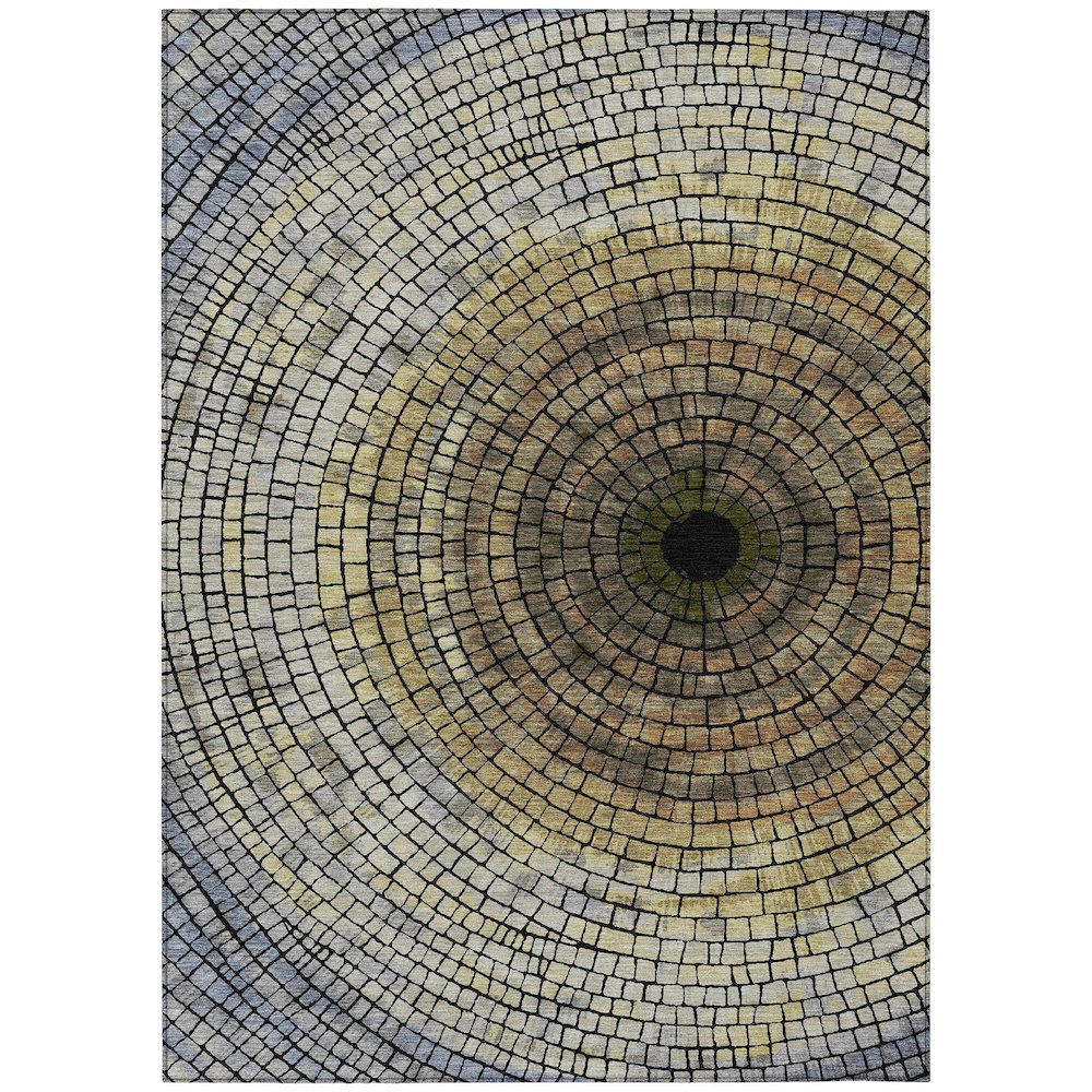 Machine Washable Indoor/Outdoor Chantille ACN2524 Gold 5' x 7'6" Rug. Picture 1
