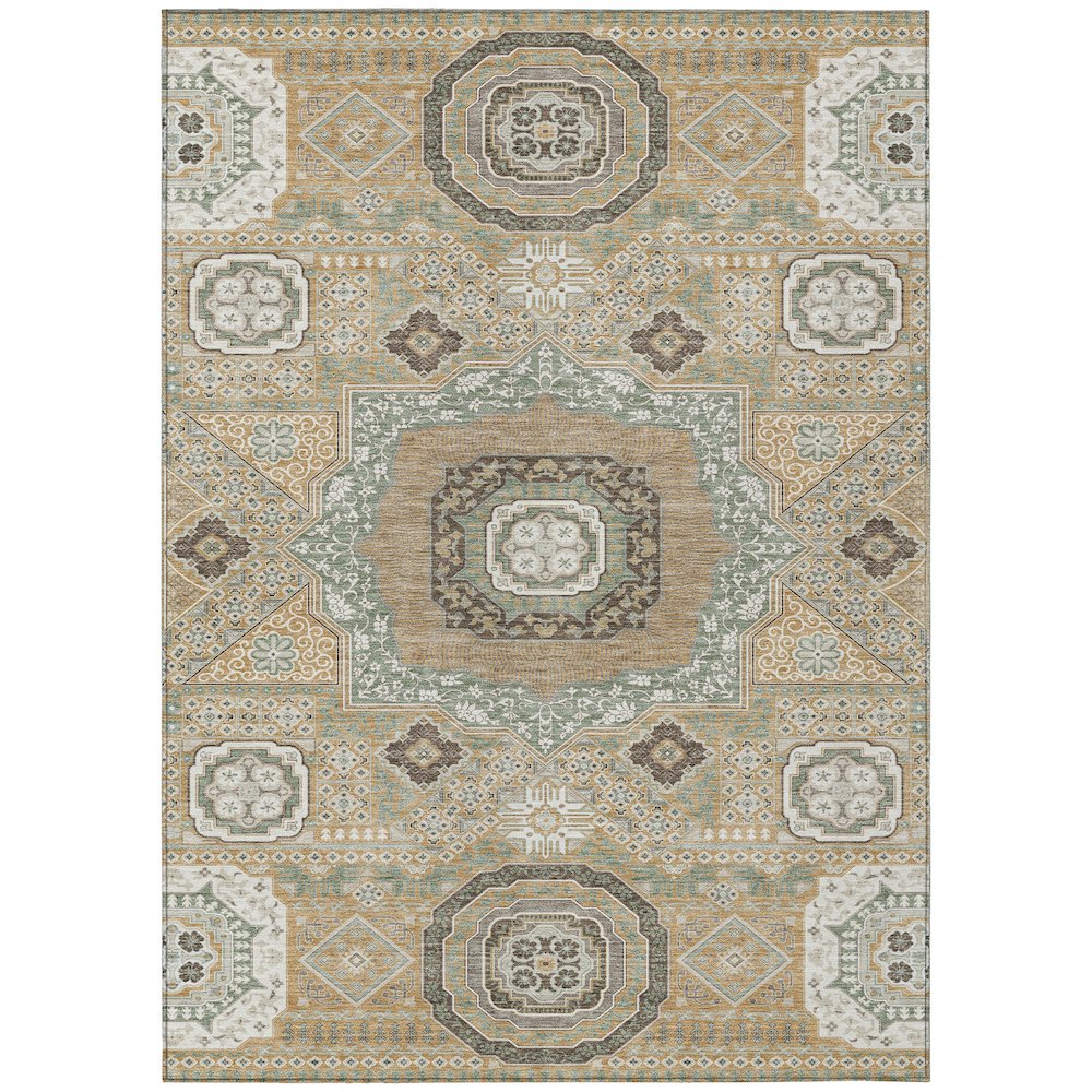 Machine Washable Indoor/Outdoor Chantille ACN2525 Gold 5' x 7'6" Rug. Picture 1