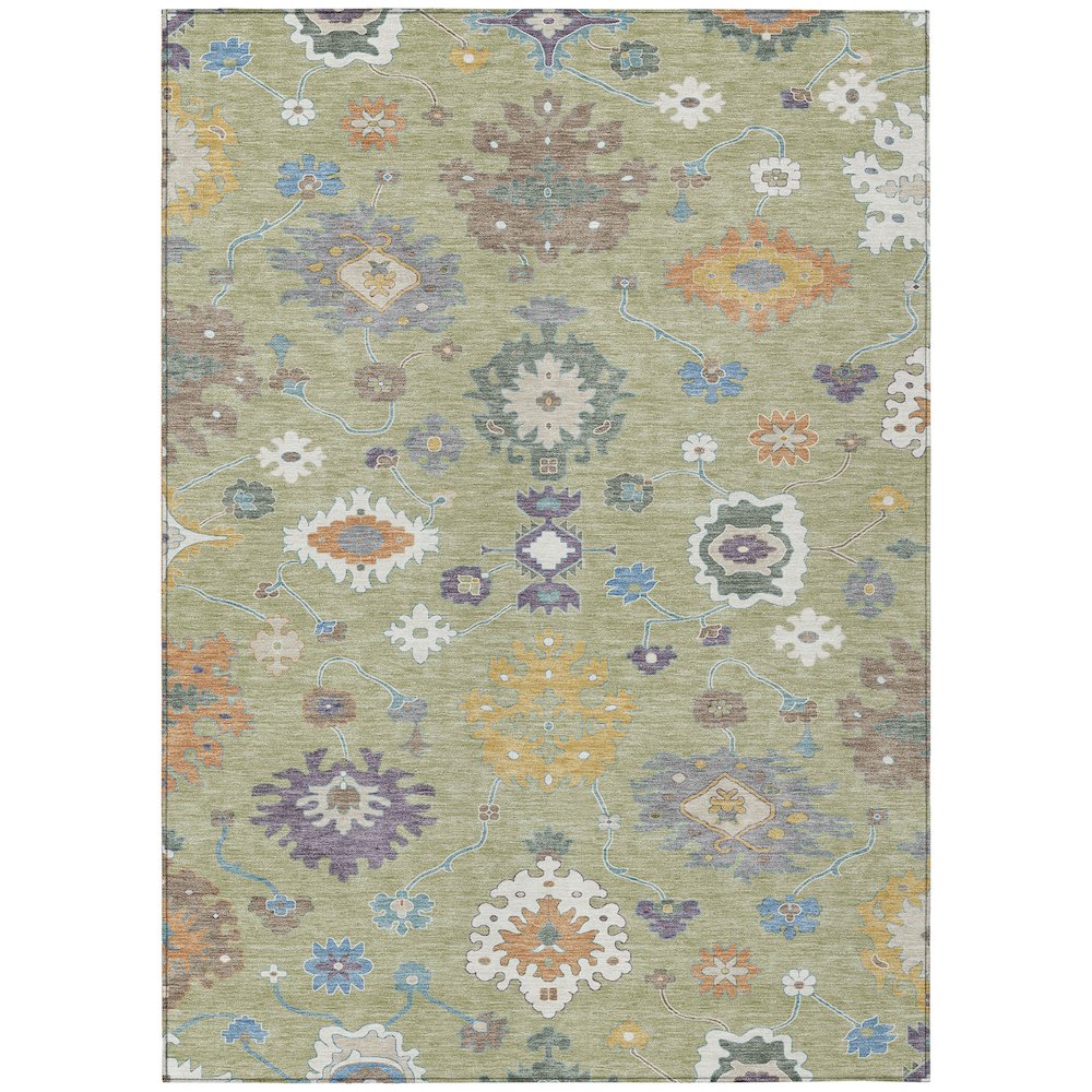 Machine Washable Indoor/Outdoor Chantille ACN2532 Green 5' x 7'6" Rug. Picture 1