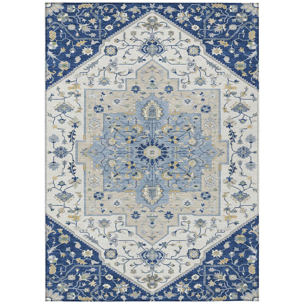 Machine Washable Indoor/Outdoor Chantille ACN2533 Blue 5' x 7'6" Rug. Picture 1