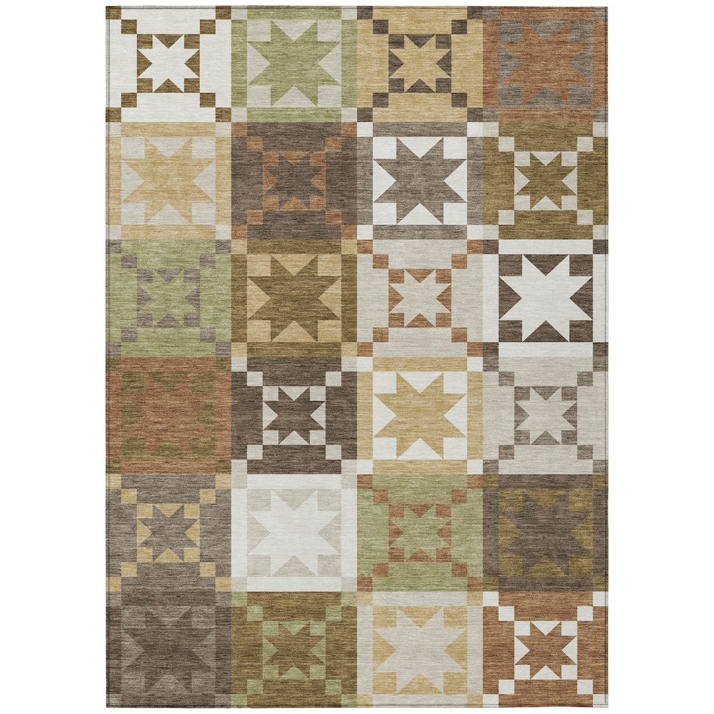 Machine Washable Indoor/Outdoor Chantille ACN2538 Brown 5' x 7'6" Rug. Picture 1