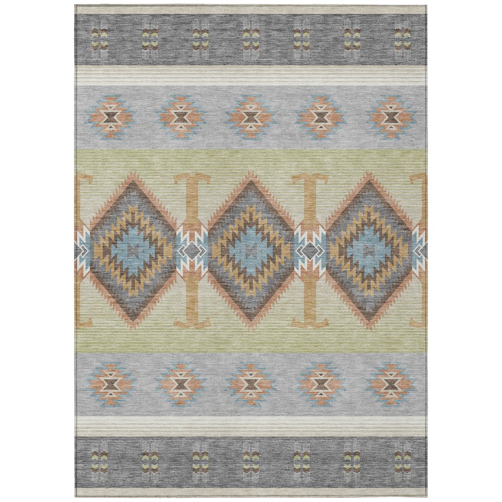 Machine Washable Indoor/Outdoor Chantille ACN2541 Gray 5' x 7'6" Rug. Picture 1