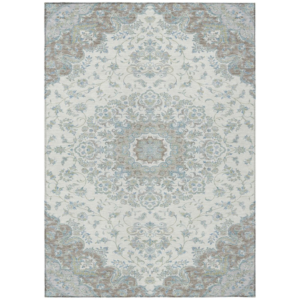 Machine Washable Indoor/Outdoor Chantille ACN2543 Ivory 5' x 7'6" Rug. Picture 1
