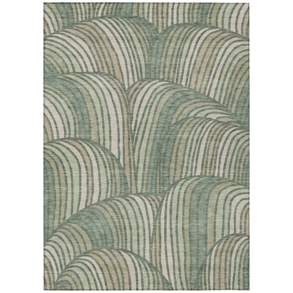 Machine Washable Indoor/Outdoor Chantille ACN2546 Green 5' x 7'6" Rug. Picture 1