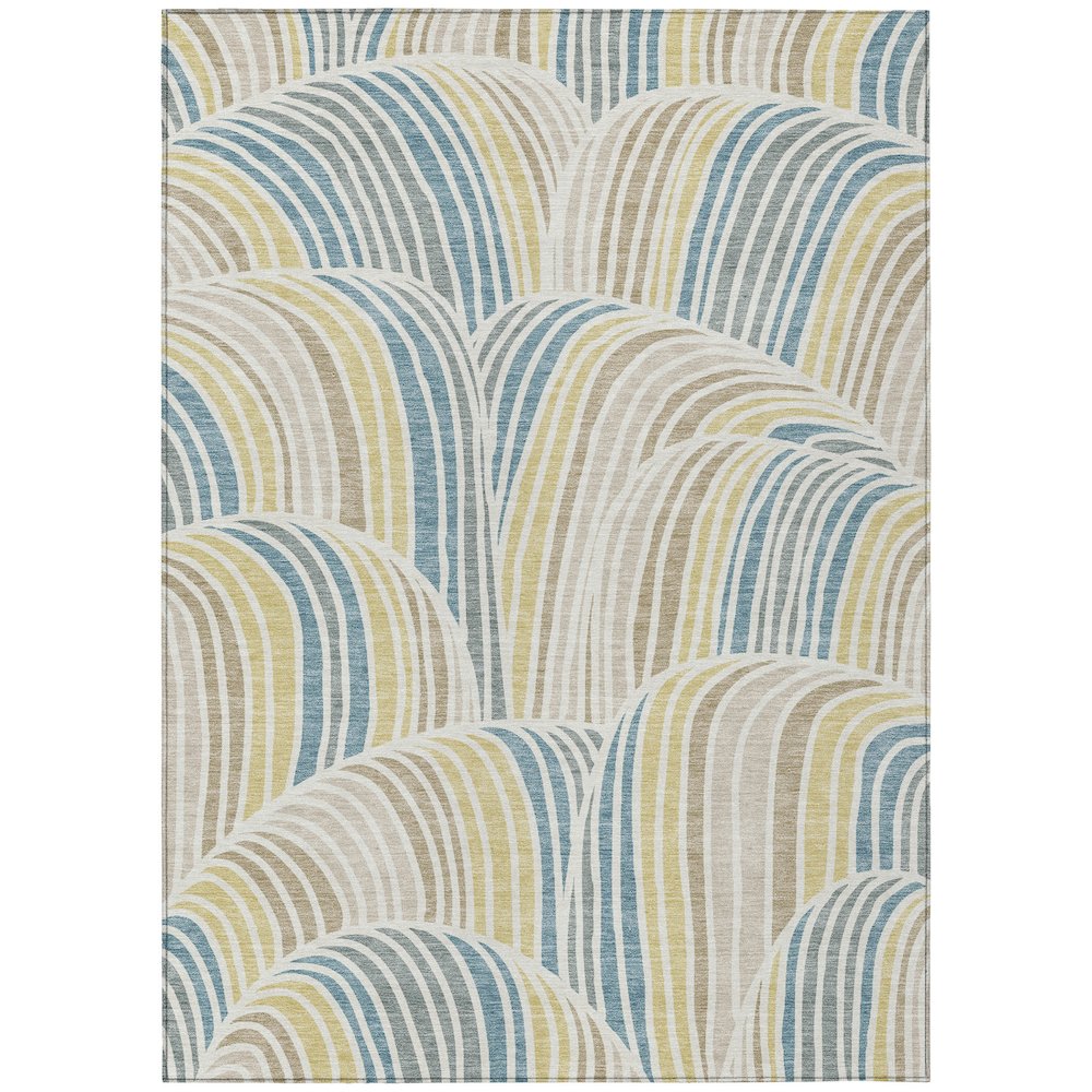 Machine Washable Indoor/Outdoor Chantille ACN2546 Ivory 5' x 7'6" Rug. Picture 1