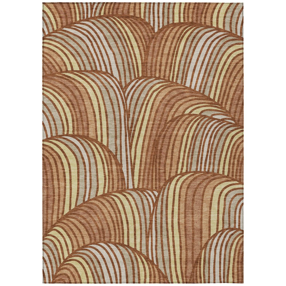 Machine Washable Indoor/Outdoor Chantille ACN2546 Orange 5' x 7'6" Rug. Picture 1