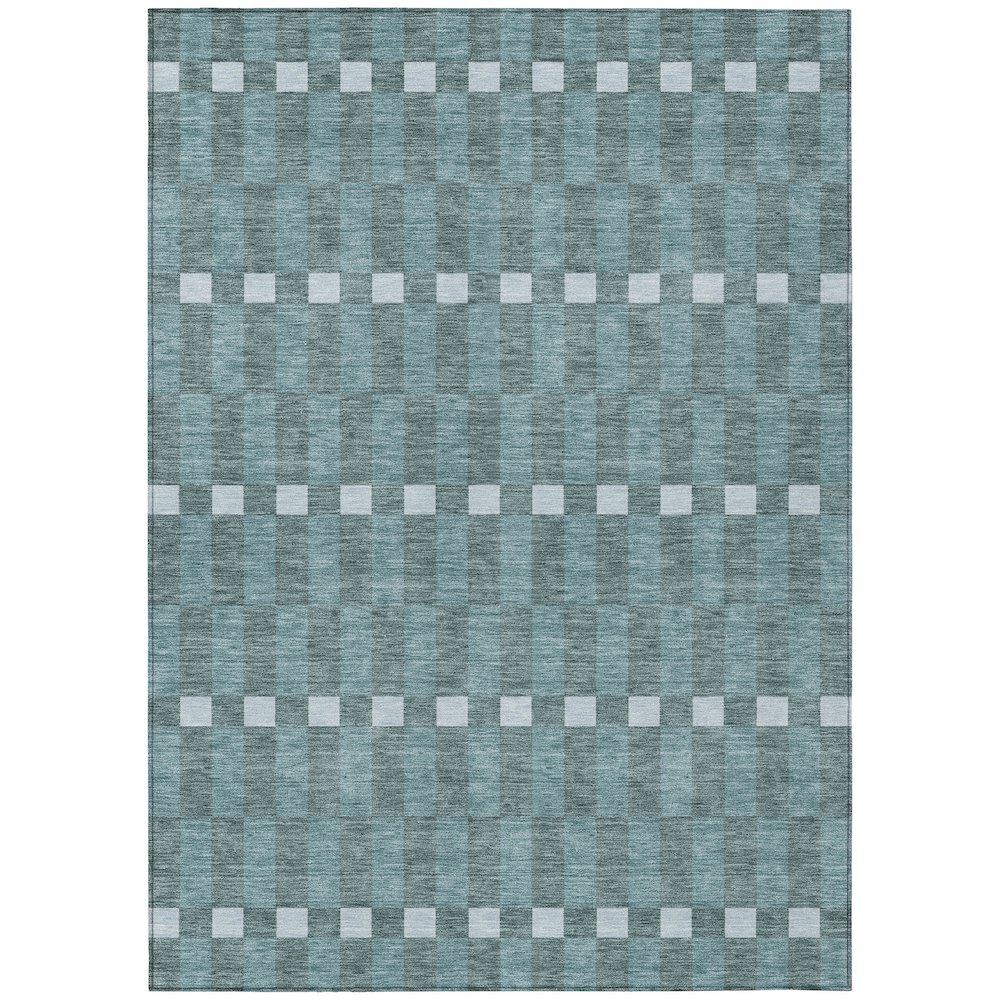 Machine Washable Indoor/Outdoor Chantille ACN2547 Teal 5' x 7'6" Rug. Picture 1