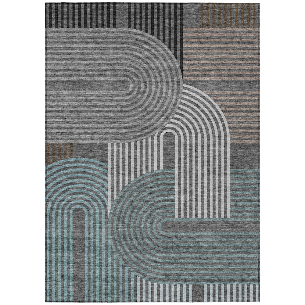 Machine Washable Indoor/Outdoor Chantille ACN2549 Gray 5' x 7'6" Rug. Picture 1