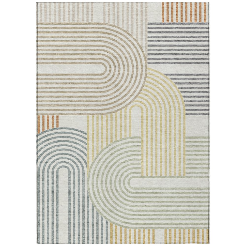 Machine Washable Indoor/Outdoor Chantille ACN2549 Ivory 5' x 7'6" Rug. Picture 1