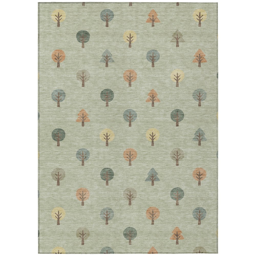 Machine Washable Indoor/Outdoor Chantille ACN2550 Green 5' x 7'6" Rug. Picture 1