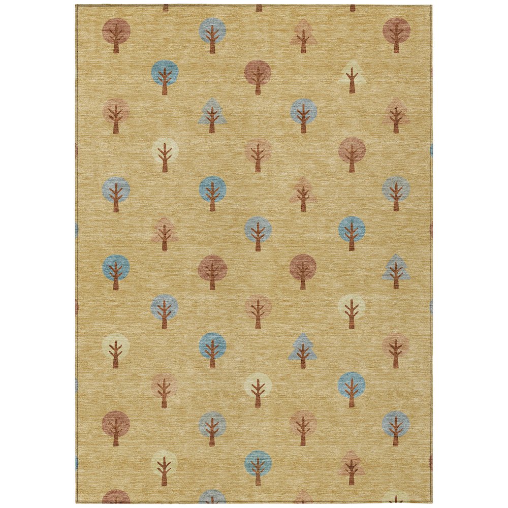 Machine Washable Indoor/Outdoor Chantille ACN2550 Gold 5' x 7'6" Rug. Picture 1