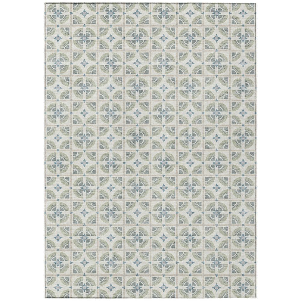 Machine Washable Indoor/Outdoor Chantille ACN2552 Ivory 5' x 7'6" Rug. Picture 1