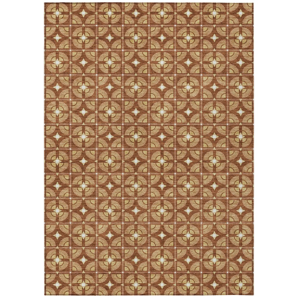 Machine Washable Indoor/Outdoor Chantille ACN2552 Orange 5' x 7'6" Rug. Picture 1